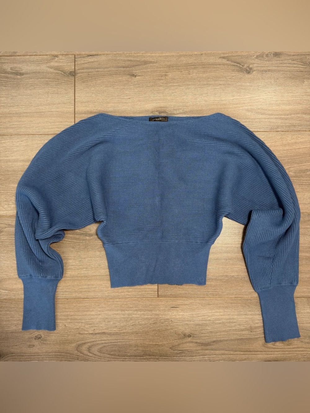 Dynamite Blue Ribbed Cropped Sweater- new